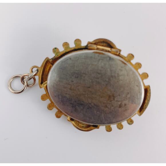 Antique Victorian Gold-Plated Shell Cameo Locket Pendant - 1880-1910 Vintage - Picture 7 of 10